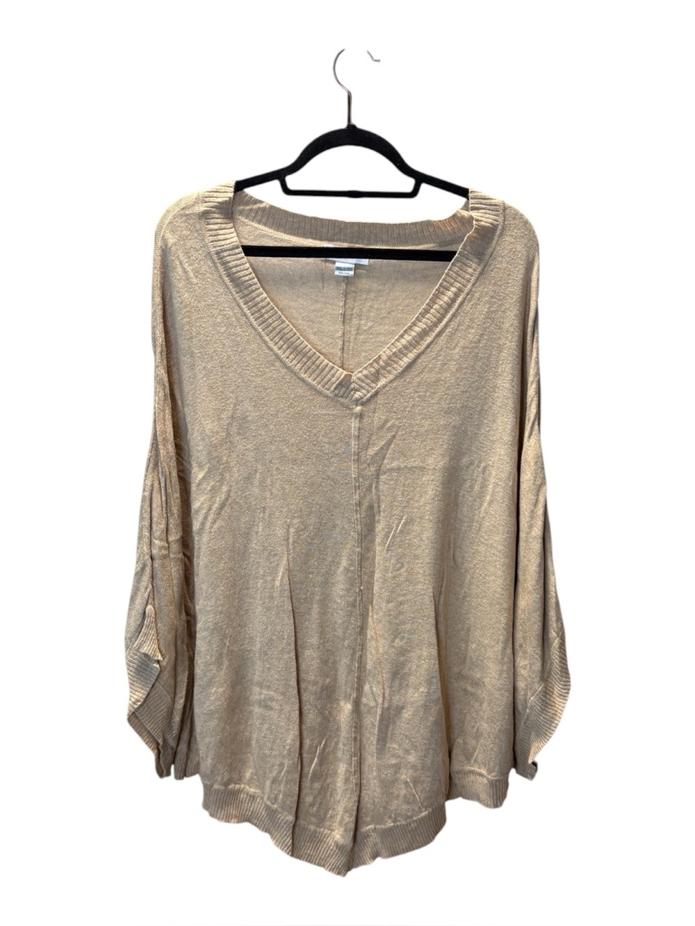 Jaclyn Smith Beige V-Neck Lightweight Pullover Shawl sweater